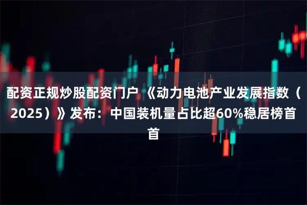 配资正规炒股配资门户 《动力电池产业发展指数（2025）》发布：中国装机量占比超60%稳居榜首