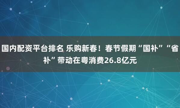 国内配资平台排名 乐购新春！春节假期“国补”“省补”带动在粤消费26.8亿元